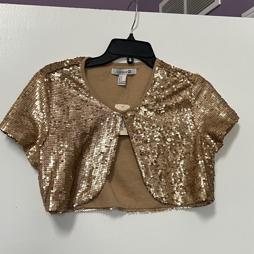 Forever 21 Gold Sequin Cropped Jacket